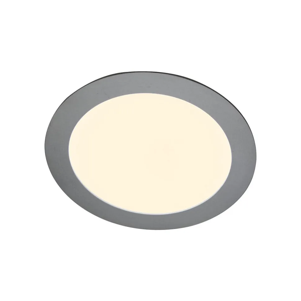 LED-indbygningspanel Justus, Ø 14,5 cm, sølv, IP44