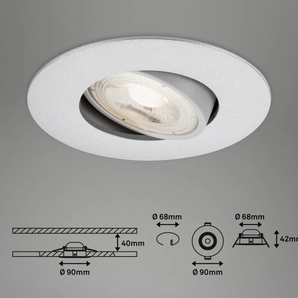 LED-indbygningsspot 7602 3 IP65 3.000 K krom mat