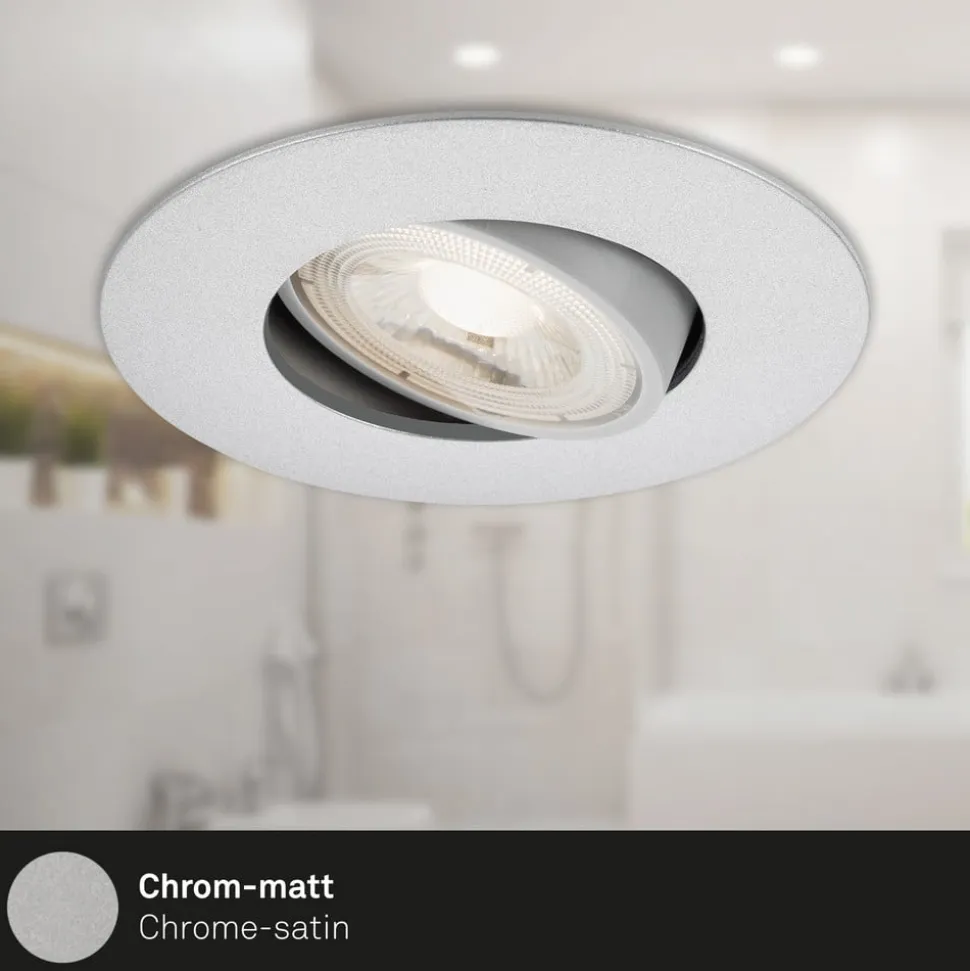 LED-indbygningsspot 7602 3 IP65 3.000 K krom mat