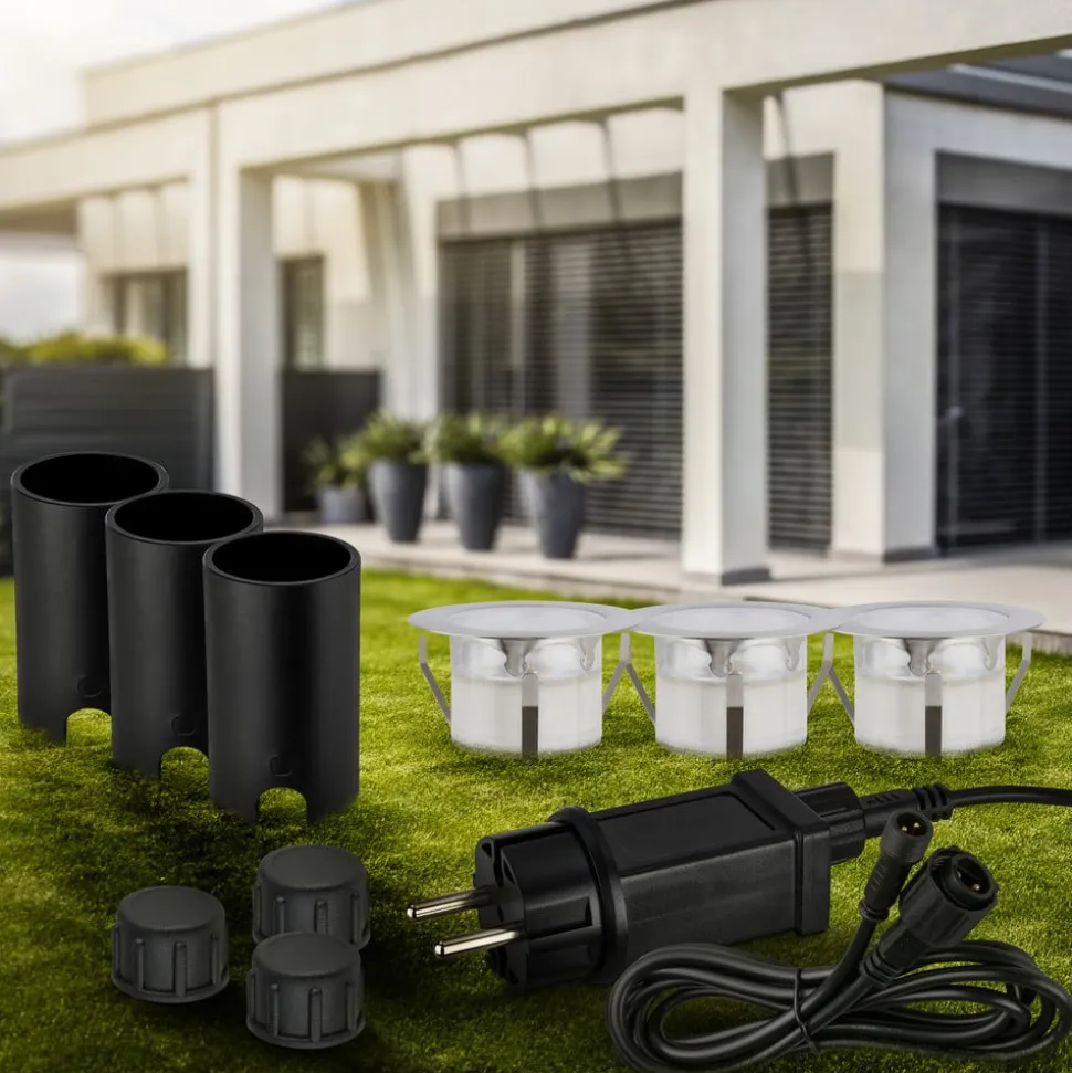 LED-indbygningsspot 3916032 IP67 12 V 3-delt startsæt Ø 4,5 cm potte