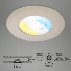 LED-indbygningsspot 7605 IP44 3er CTS nikkel mat