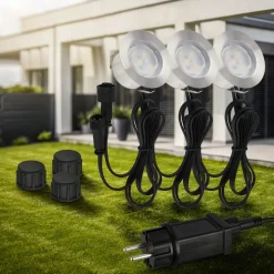 LED-indbygningsspot 3914032 IP67 12V 3xStartersæt 4,5cm Stål