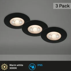 LED-indbygningsspot Kulana sort sæt af 3 IP65