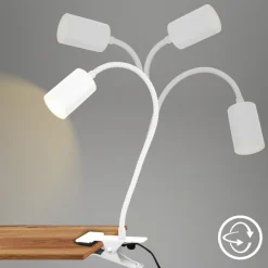LED-klemmelampe Fleks, hvid, fleksibel, metal
