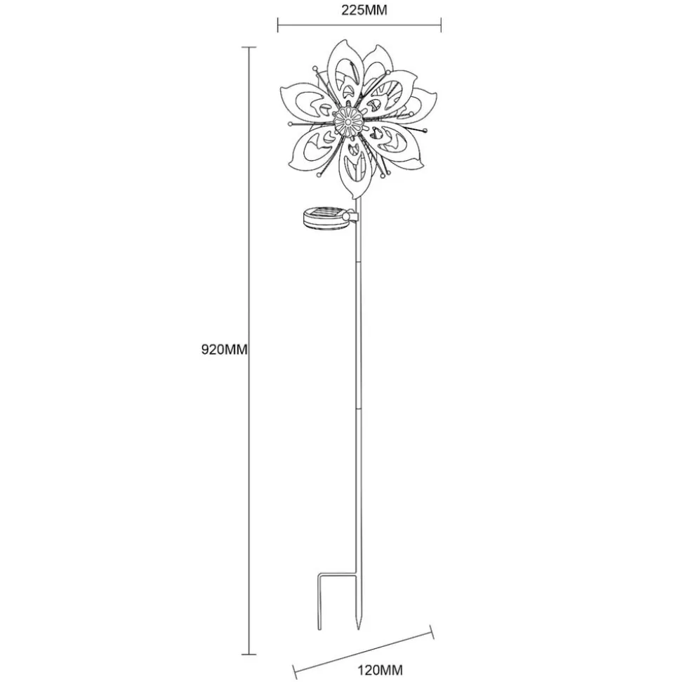 LED-lampe med jordspyd 36571, blomst, vindspil, metal