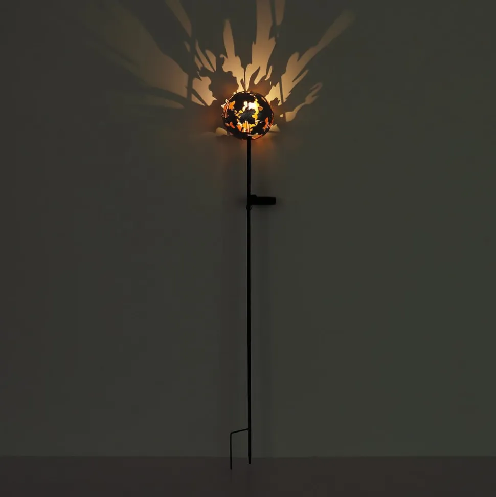 LED-lampe med jordspyd 36747, kugle, rustbrun, metal