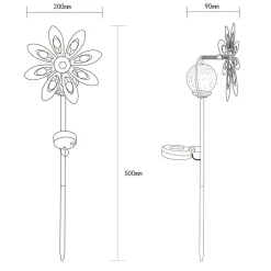 LED-lampe med jordspyd 36576, rustbrun, metal, glas