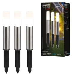 LED-lampe med jordspyd 3926032 12V 3x-udvidelse Stål Ø 4cm