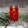 LED-lampe med jordspyd Hearty, rød/guld, 12 cm plast