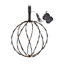 LED-lampe med jordspyd Kugle, Ø 30 cm, sort metalbatteri