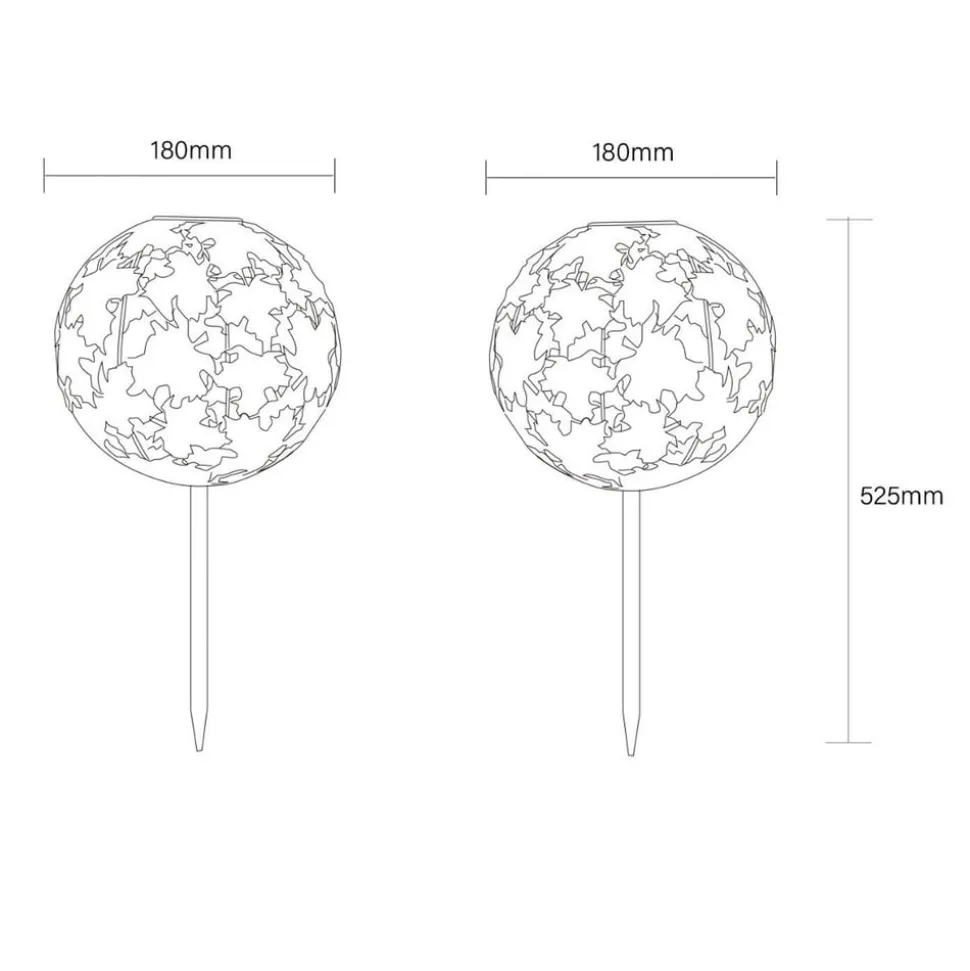 LED-lampe med jordspyd 36748S, kugle, sølv, metal