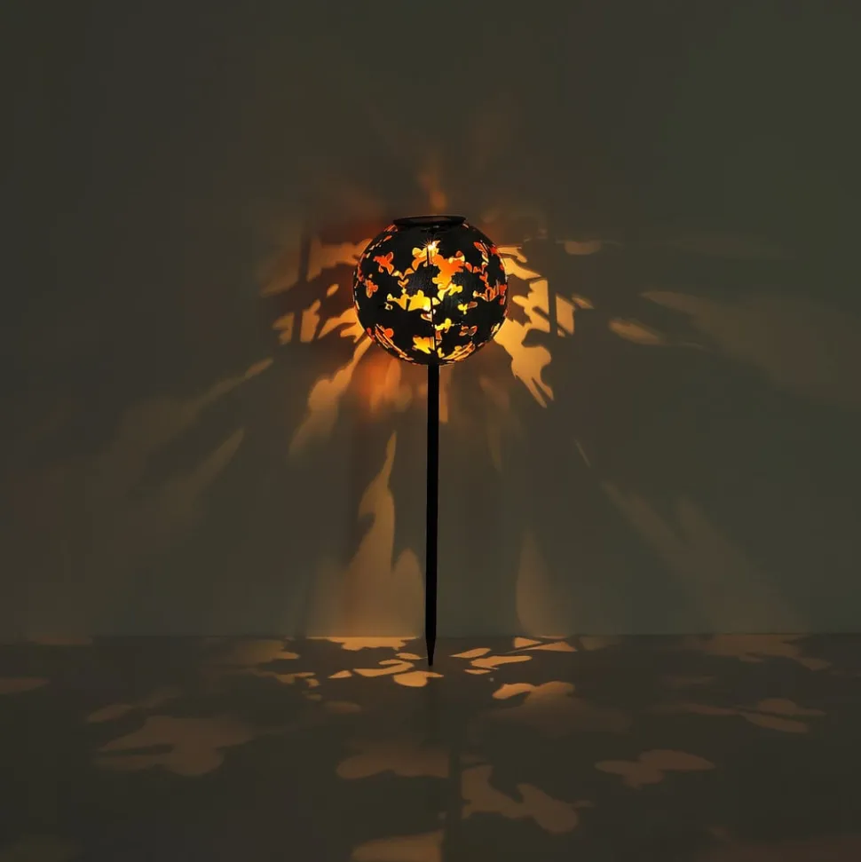 LED-lampe med jordspyd 36748S, kugle, sølv, metal