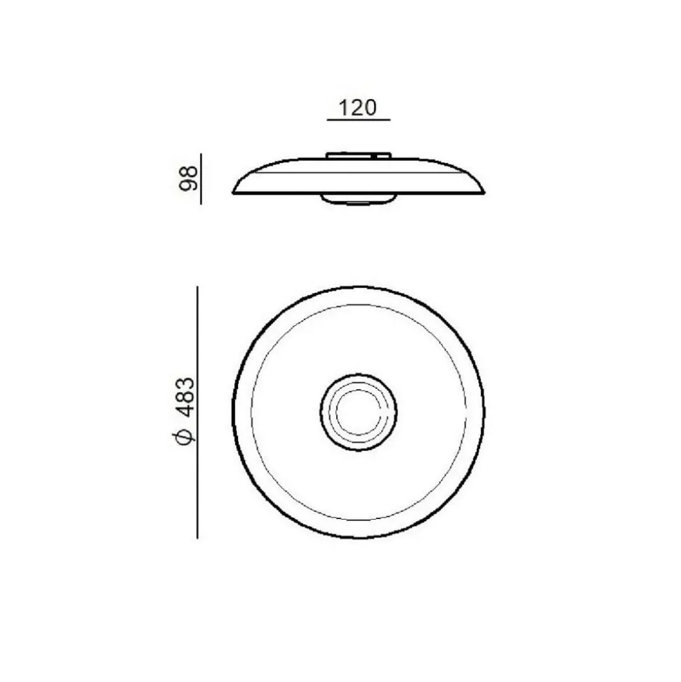 LED-loftlampe Basin_P, sort, metal, Ø 48 cm