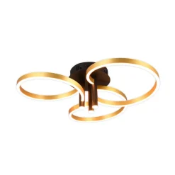 LED-loftlampe Caruso, guld/sort, Ø 66 cm metal CCT dæmpbar