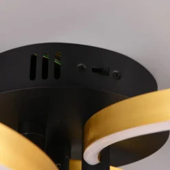 LED-loftlampe Caruso, guld/sort, Ø 66 cm metal CCT dæmpbar