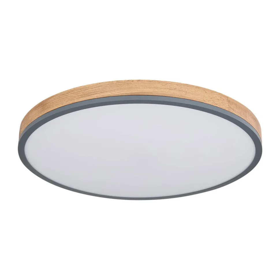 LED-loftlampe Doro, Ø 60 cm, mørk grafit/træ, træ, CCT