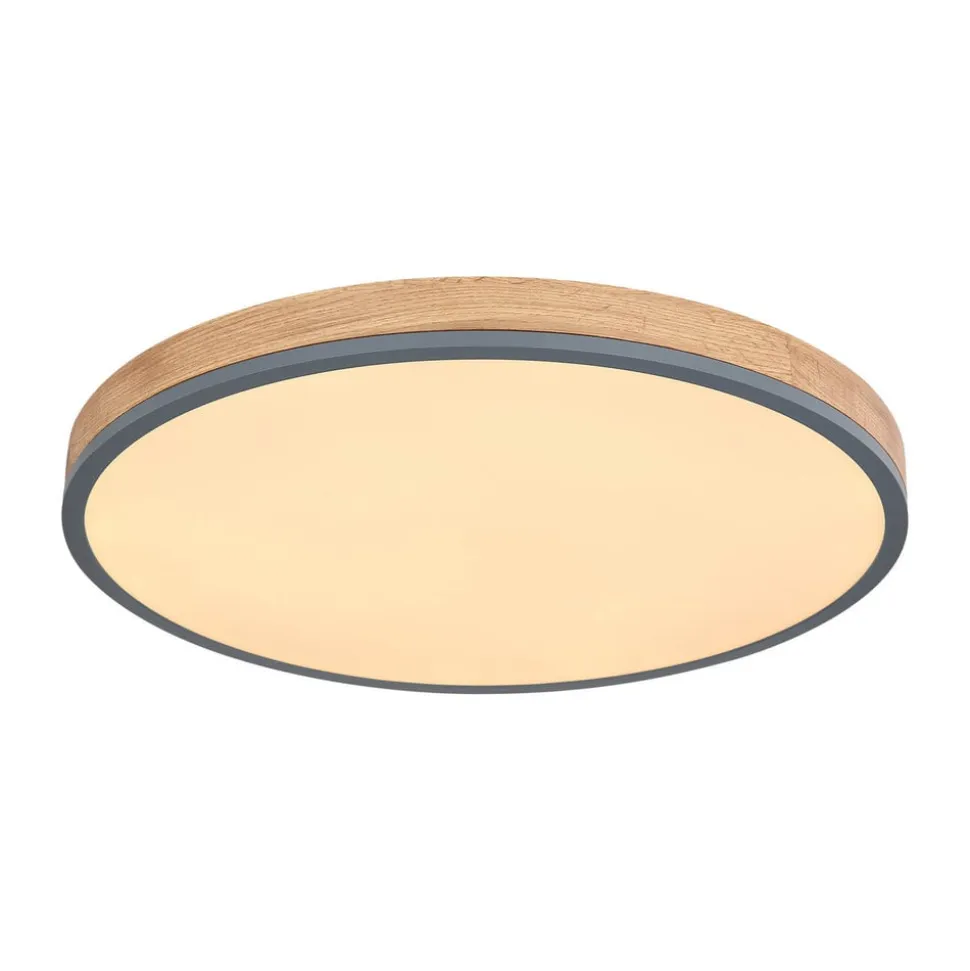 LED-loftlampe Doro, Ø 60 cm, mørk grafit/træ, træ, CCT
