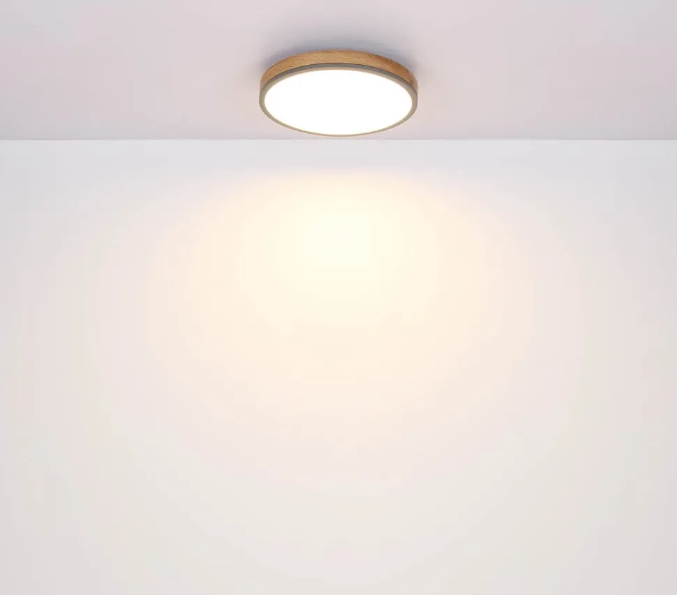 LED-loftlampe Doro, Ø 60 cm, mørk grafit/træ, træ, CCT