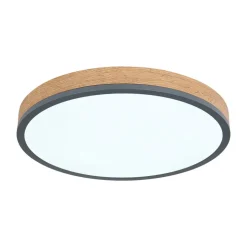 LED-loftlampe Doro, Ø 45 cm, mørk grafit/træ, træ, CCT