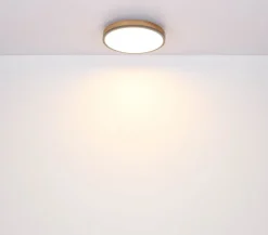 LED-loftlampe Doro, Ø 45 cm, mørk grafit/træ, træ, CCT