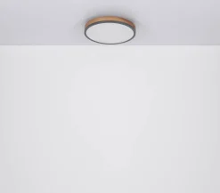 LED-loftlampe Doro, Ø 45 cm, mørk grafit/træ, træ, CCT