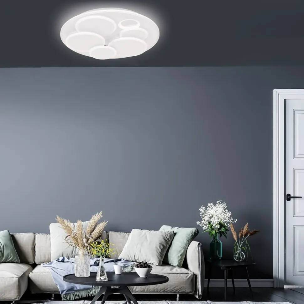 LED-loftlampe Dots, hvid, Ø 50 cm, metal/akryl, CCT