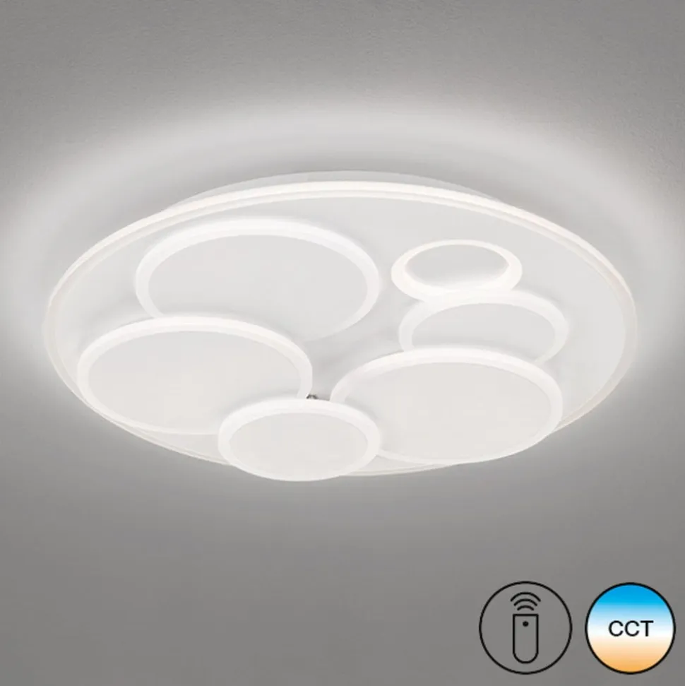 LED-loftlampe Dots, hvid, Ø 50 cm, metal/akryl, CCT