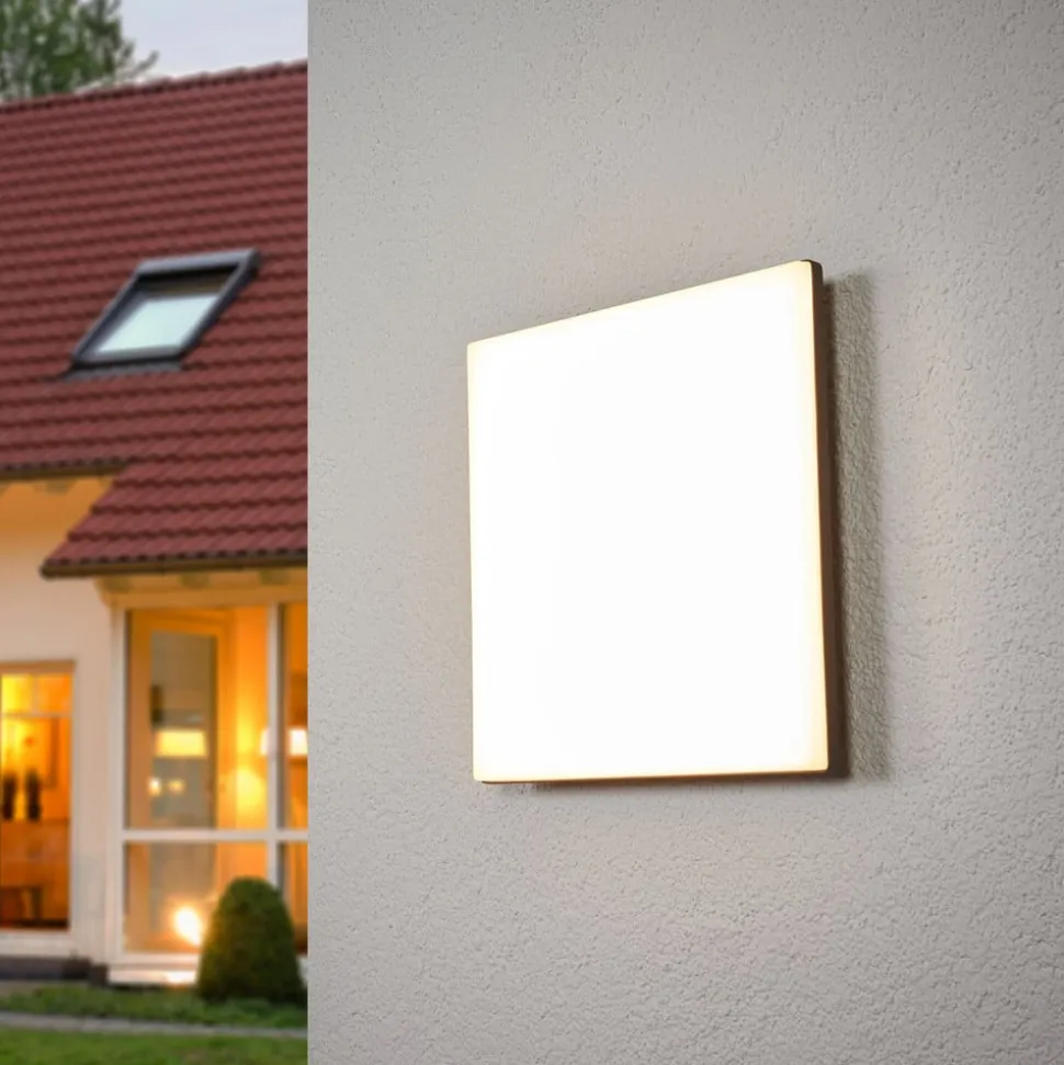LED-loftlampe Henni, IP65, sensor, 30x30 cm, antracit