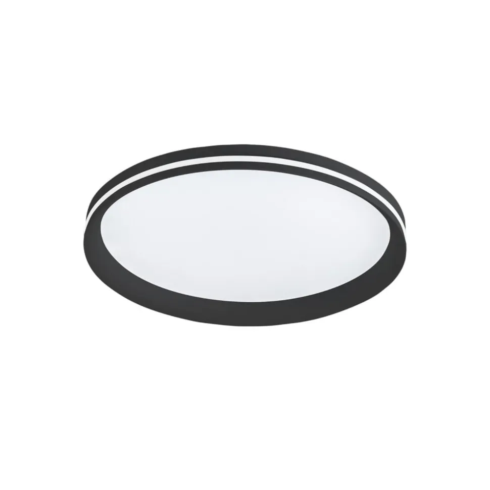 LED-loftlampe Isy, sort, Ø 45 cm, metal, CCT, dæmpbar