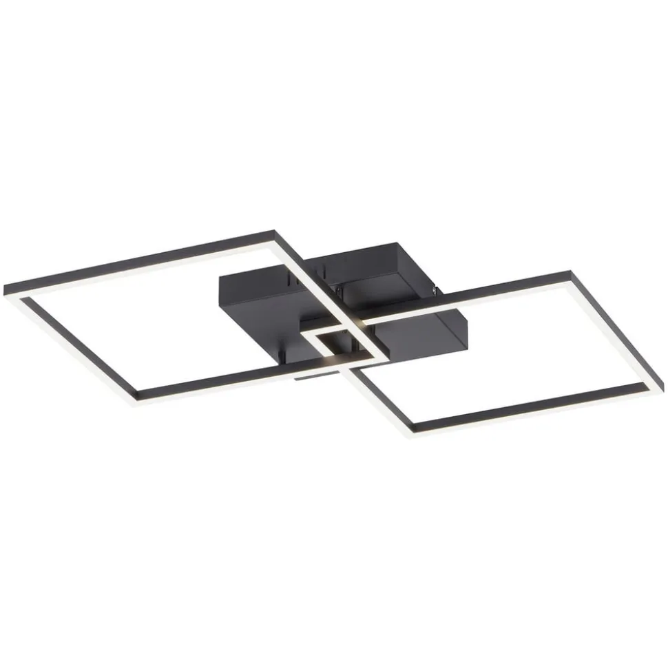 LED-loftlampe Iven, dæmpbar, sort, 53x53cm