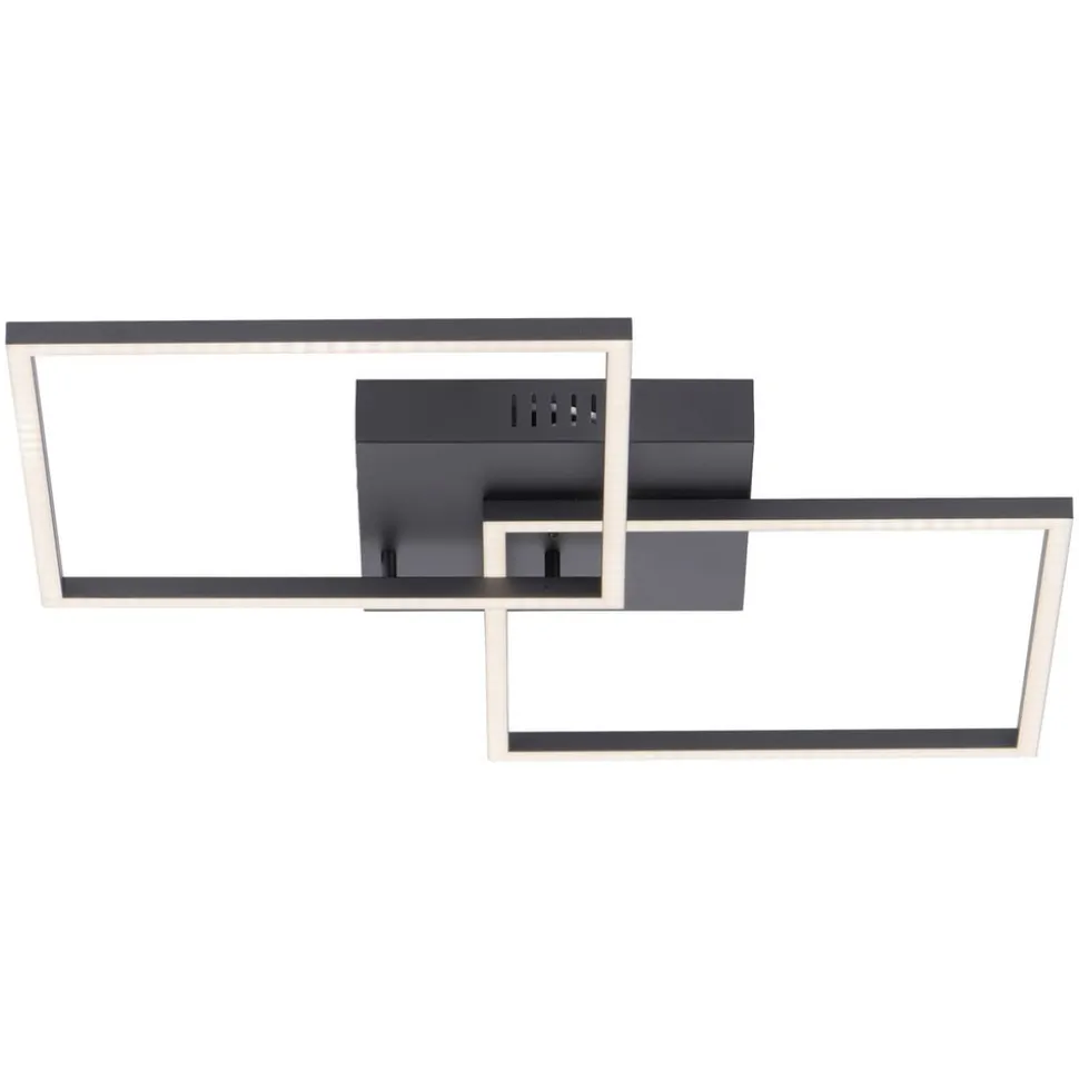 LED-loftlampe Iven, dæmpbar, sort, 53x53cm