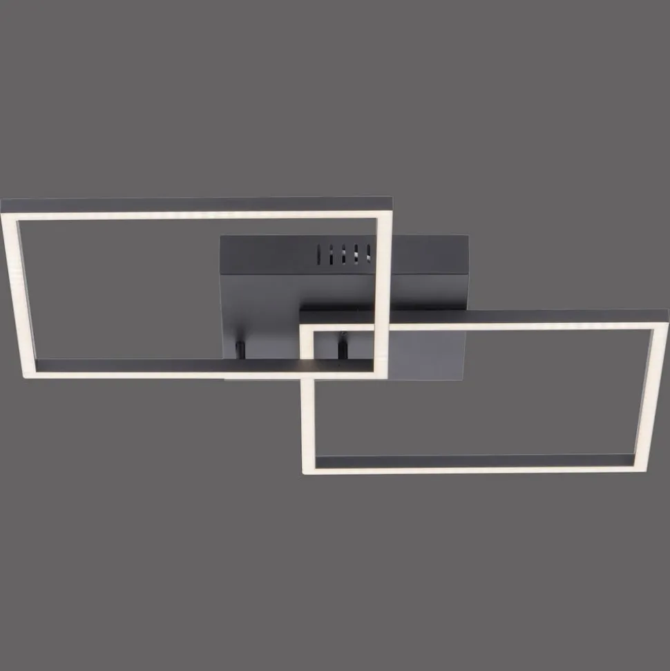 LED-loftlampe Iven, dæmpbar, sort, 53x53cm