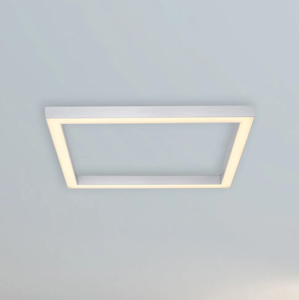 LED-loftlampe PURE Lines, 55 x 55 cm, sølv, CCT, fjernbetjening