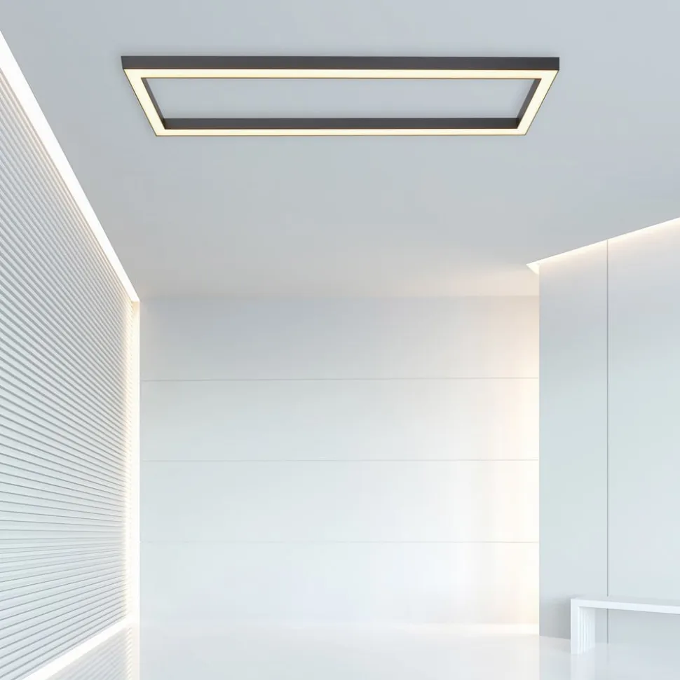 LED-loftlampe PURE Lines, 110 x 30 cm, antracit, fjernbetjening