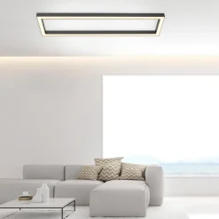 LED-loftlampe PURE Lines, 110 x 30 cm, antracit, fjernbetjening
