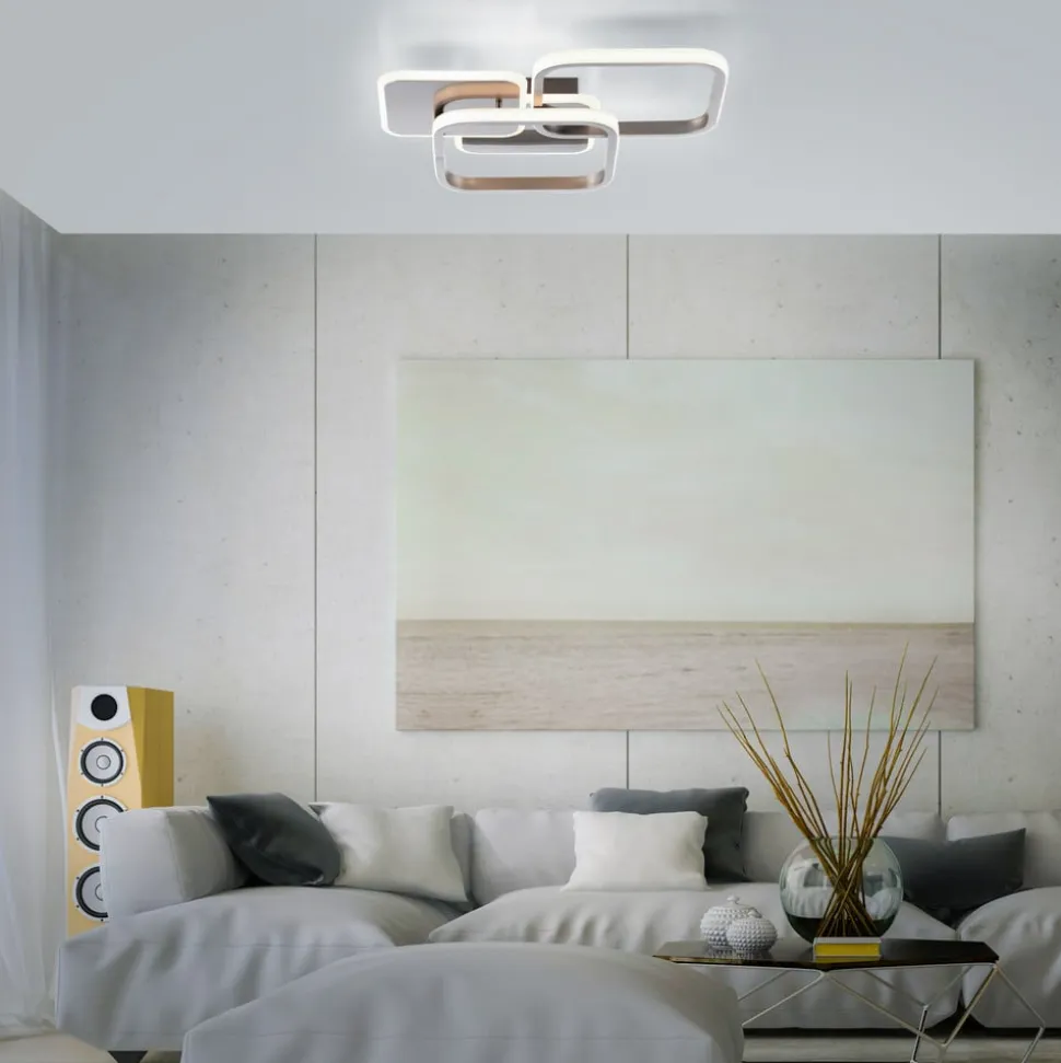 LED-loftlampe Sevent, kantet, 3.000 K, stål
