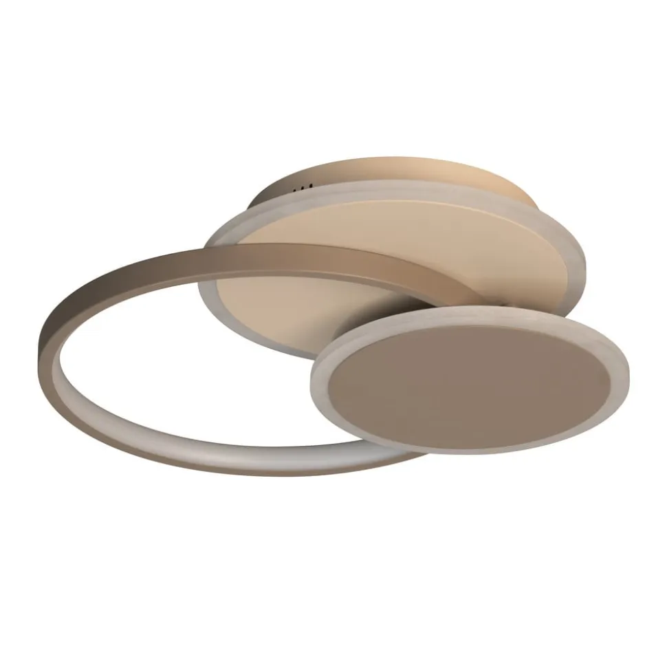 LED-loftlampe Tomo, gråbeige/sandfarvet, 40 cm, metal, CCT
