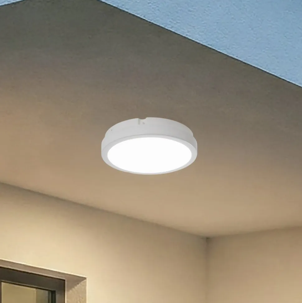 LED-loftlampe Vera, hvid, plast, Ø 22 cm, IP65