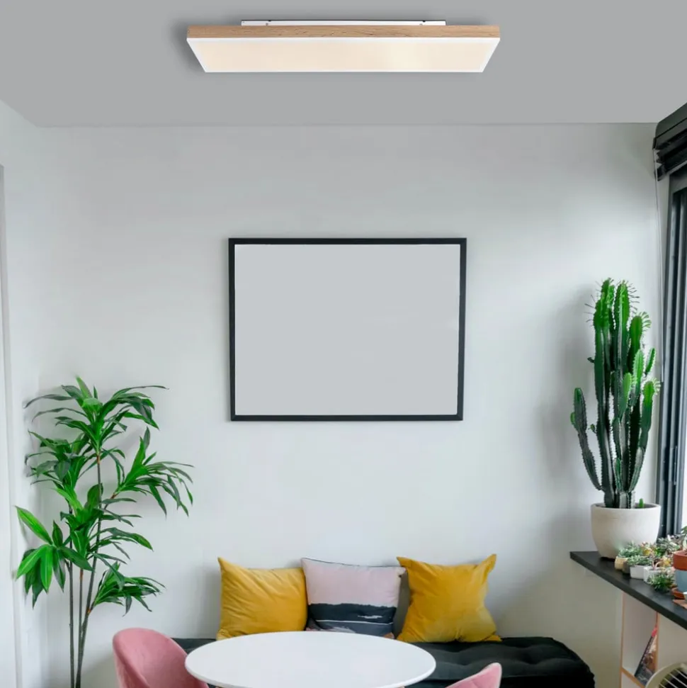 LED-loftslampe Doro, længde 80 cm, mørkt træ, træ, CCT