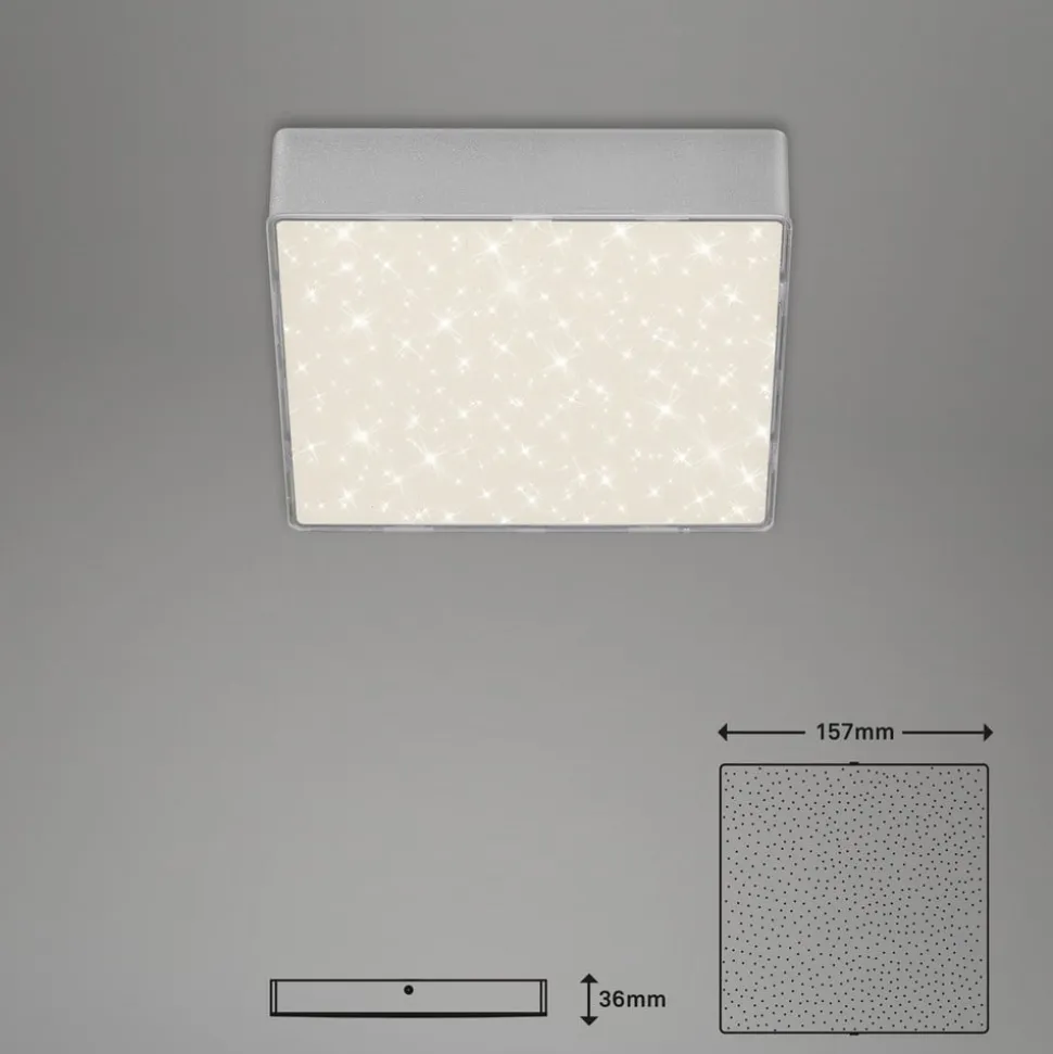 LED-loftslampe Flame Star, 15,7 x 15,7 cm sølv