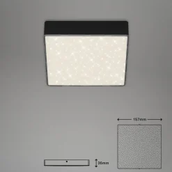 LED-loftslampe Flame Star, 15,7 x 15,7 cm sort