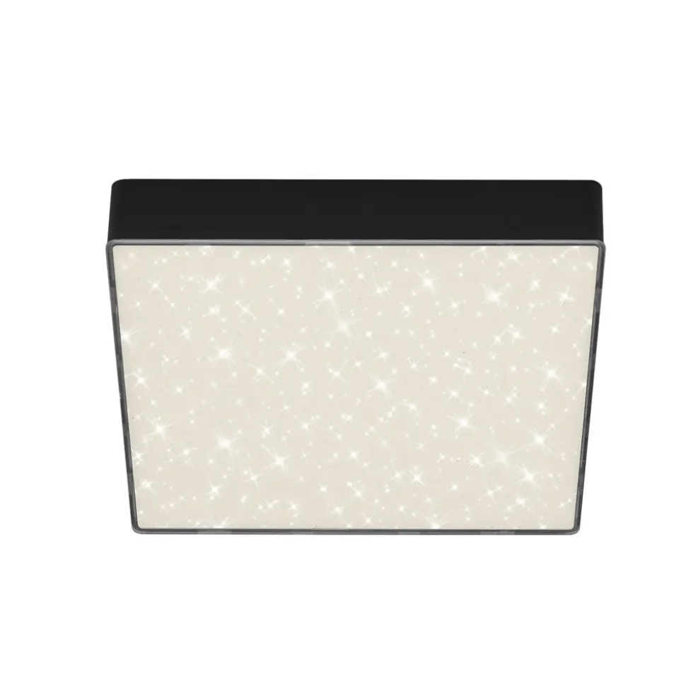 LED-loftslampe Flame Star, 21,2 x 21,2 cm sort