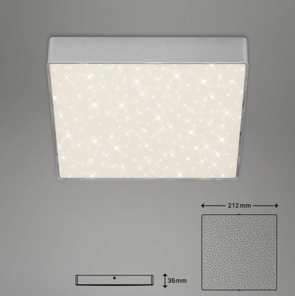 LED-loftslampe Flame Star, 21,2 x 21,2 cm sølv