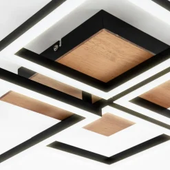 LED-loftslampe Frame, Step dim, 4-lys træ