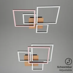 LED-loftslampe Frame, Step dim, 4-lys træ