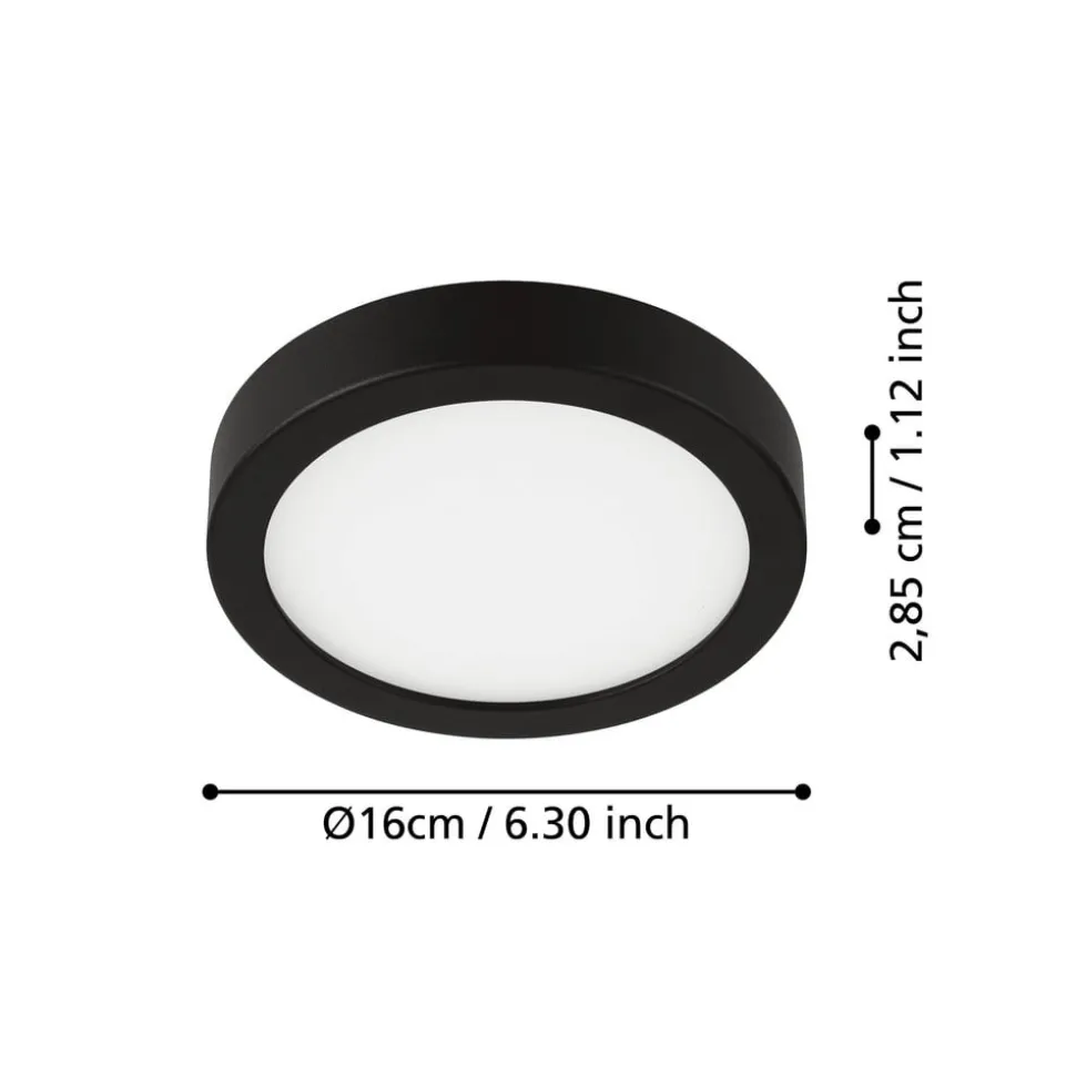 LED-loftslampe Fueva 5 IP44 3000K sort Ø16cm