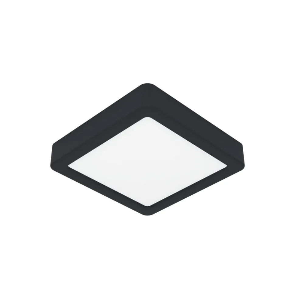 LED-loftslampe Fueva 5 IP44 3000K sort 16x16cm