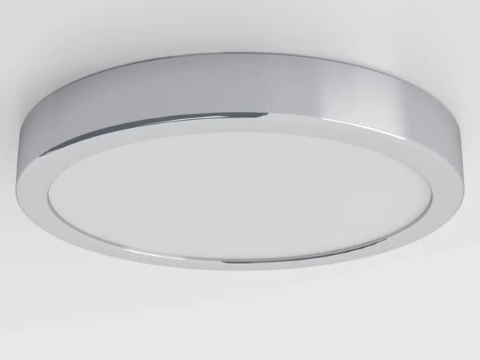 LED-loftslampe Fueva 5 IP44 3000K krom Ø21cm
