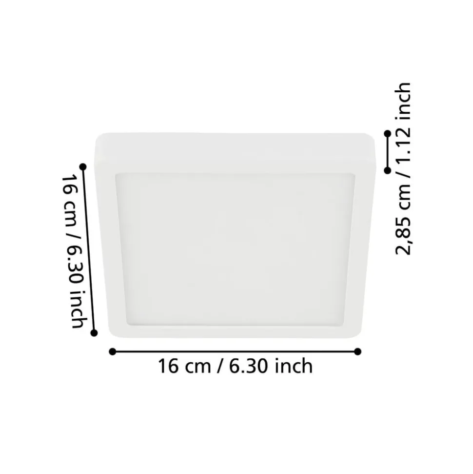 LED-loftslampe Fueva 5 IP44 3000K hvid 16x16cm