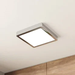 LED-loftslampe Fueva 5 IP44 3000K krom 21x21cm